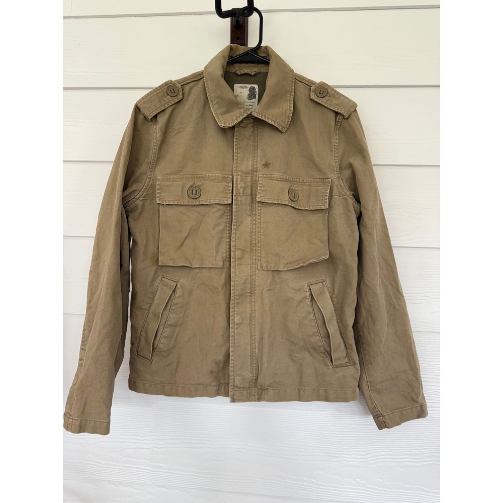 #B- 025- Old Navy Womens Military Field Jacket Khaki Green Utility Star Detail